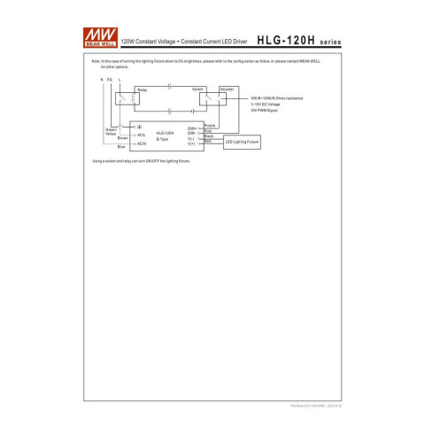 Mean WELL ของแท้ สวิตช์พาวเวอร์ซัพพลาย LED HLG-120H-12A 15A 20A 24A 30A 36A 42A 48A 54A Image8