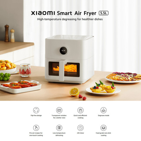 Xiaomi Smart Air Fryer 5.5L หม้อทอดไร้น้ำมัน I กำลังไฟ 1600 วัตต์ I หน้าต่างภาพ I รองรับการปรุงอาหารด้วยอุณหภูมิต่ำ Image2