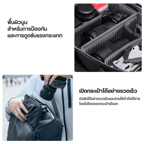 Ulanzi BP09 Camera Backpack กระเป๋ากล้อง DSLR เลนส์กล้อง ความจุ 22L กระเป๋าสะพาย กระเป๋าเป้ กันน้ำ Image5