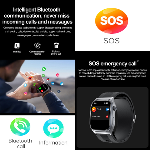 NineWind สมาร์ทวอท์ชใหม่ S15ปั๊มลมความดันโลหิตน้ำตาลในเลือด ECG กรดยูริคไขมันในเลือดอัตราการเต้นของหัวใจออกซิเจนในเลือดการนอนหลับการตรวจสอบสุขภาพโทรผ่านบลูทูธนาฬิกากีฬาควบคุมการเข้าถึง NFC Image5