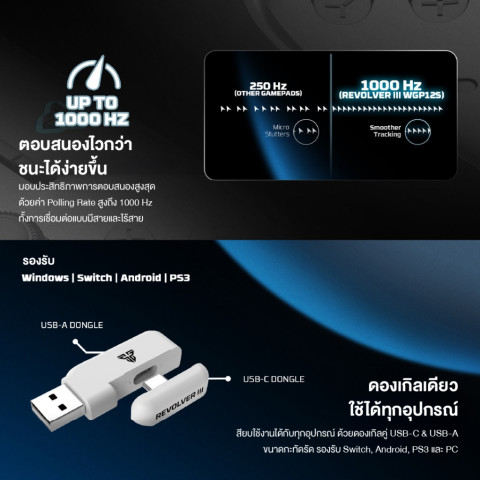 FANTECH จอยเกมไร้สาย จอยเกมมิ่ง Wireless gaming controller ใช้ได้ทั้งมือถือและพีซี รุ่น WGP12S Image5