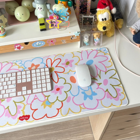 amuse stuff-mousepad flower แผ่นรองเม้าส์ลายดอกไม้ขนาด30*80เซน Image5