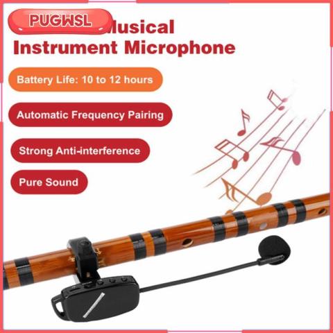 [pugwsl] ไมโครโฟนขลุ่ยไร้สายคลิปบนเครื่องมือไมโครโฟน 164ft Range สําหรับ Orchestra Show Performance Practice Band Piccolo Image2