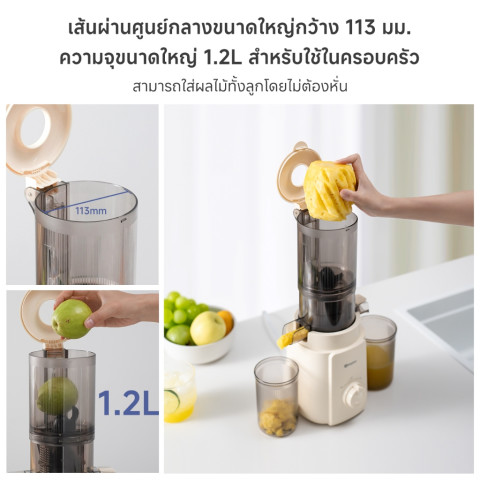 [New Arrival] Simplus เครื่องสกัดน้ำผลไม้ 113 มม. ความจุ 1.2L เกลียวช้า ถอดล้างง่าย สะดวก ประหยัดเวลา ZZJH010fz Image4