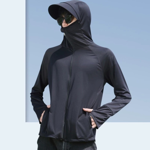 เสื้อคลุมกันแดด UPF50+  ระบายอากาศได้ดี เสื้อฮู้ดกันแดด เสื้อกันยูวี ผ้ายืดเนื้อดี ใส่สบาย สําหรับผู้ชาย ผ้านุ่มนิ่ม Image5