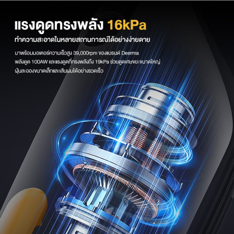 Deerma DX170C Vacuum Cleaner เครื่องดูดฝุ่นบ้าน แรงดูด 17KPa เครื่องดูดฝุ่นแบบพกพามาพร้อมถ้วยฝุ่นใหญ่ 1.2L Image3