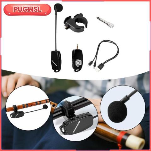 [pugwsl] ไมโครโฟนขลุ่ยไร้สายคลิปบนเครื่องมือไมโครโฟน 164ft Range สําหรับ Orchestra Show Performance Practice Band Piccolo Image1