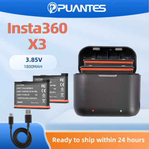 Puantes Insta360 X3 Insta360 X3 Storage Flip Double Slot Charger + แบตเตอรี่เหมาะสําหรับ Insta360 X3 Image1