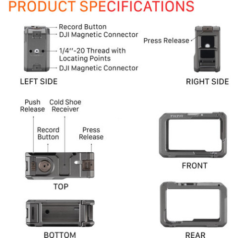 Tilta อลูมิเนียมกรงกล้องเต็มรูปแบบสําหรับ Dji action 3Dji action 4Dji action 5 pro Image6