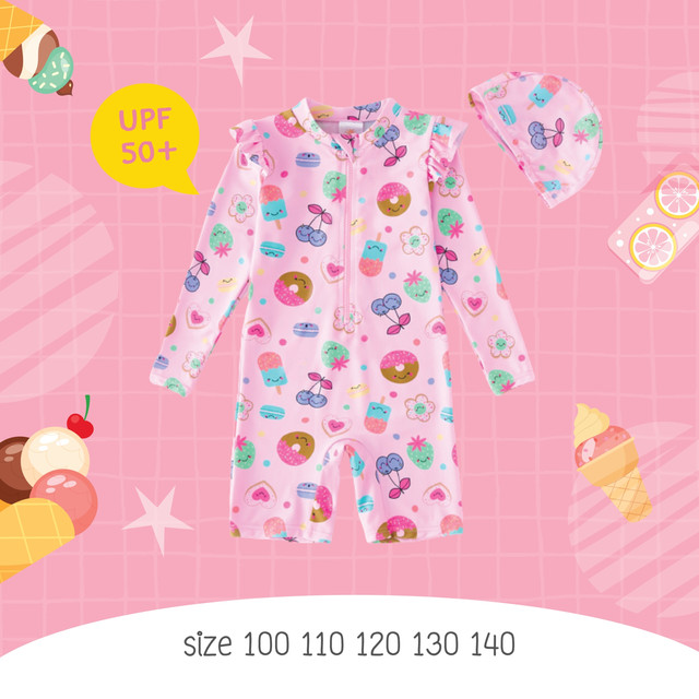 Uwae ชุดว่ายน้ำเด็ก ชุดว่ายน้ำเด็กหญิงกันยูวี Sweet Pink รุ่น UV300