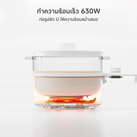 Simplus หม้อไฟฟ้า 1.5L หม้ออเนกประสงค์ อาหารไม่ติดหม้อ 600W เหมาะสำหรับ 2-3 คน ควบคุมอุณหภูมิ DZGH002 Image4
