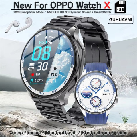 2025 ใหม่สําหรับ OPPO นาฬิกา X สมาร์ทนาฬิกา 4G หน่วยความจําเพลงวิดีโอบลูทูธโทรกันน้ํา Smartwatches สําหรับ Android IOS TWS หูฟัง Image1