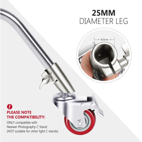 Neewer 3-Pack ล้อหมุนขนาด 75 มม. (ฐานยางโลหะ + ฐาน) – เฉพาะสําหรับ Neewer Photography C Stand (สตูดิโอวิดีโอ) Image2