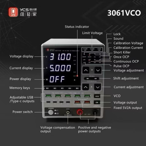 Ycs 2025 ใหม่ล่าสุด 3061 VCO OCP DC จ่ายไฟ 30V 6A เครื่องมือช่างซ่อม Image3
