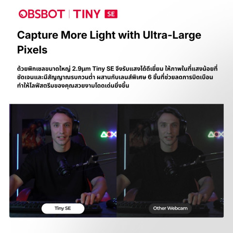 OBSBOT Tiny SE Webcam AI Full HD 1080P PTZ เว็บแคม สำหรับสตรีมเมอร์ Auto Tracking Gesture Control Image4