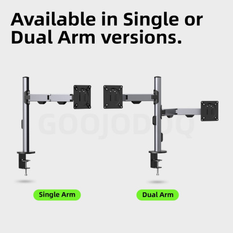 GOOJODOQ Aluminum Alloy Single and Double Arm Display Bracket Flexible Multi Angle Adjustment Dual Installation Method Image7