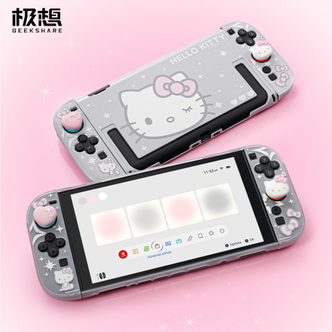 Geekshare HelloKitty เคสป้องกันกึ่งโปร่งใสสําหรับ Nintendo Switch 2 Image1
