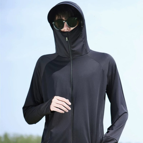 เสื้อคลุมกันแดด UPF50+  ระบายอากาศได้ดี เสื้อฮู้ดกันแดด เสื้อกันยูวี ผ้ายืดเนื้อดี ใส่สบาย สําหรับผู้ชาย ผ้านุ่มนิ่ม Image4