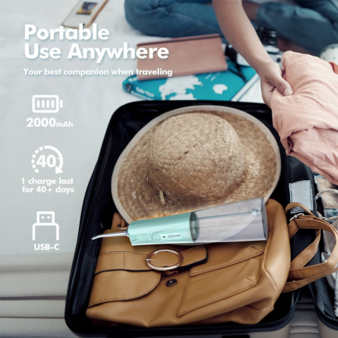 【จัดส่ง 24 ชั่วโมง】เครื่องชลประทานช่องปากแบบพกพามินิ การแก้ไขทันตกรรม Bezvoi Water Flosser (5 โหมด+6 หัวฉีด) พกพาง่าย ถอดล้างสะอาด เครื่องY207 สีเขียว Irrigator ปาก น้ําทําความสะอาดฟัน 300ML ถังน้ํา/Braces ทําความสะอาด สำหรับการทำความสะอาดฟ Image6