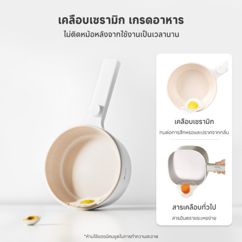 Simplus หม้อไฟฟ้า 1.5L หม้ออเนกประสงค์ อาหารไม่ติดหม้อ 600W เหมาะสำหรับ 2-3 คน ควบคุมอุณหภูมิ DZGH002 Image7