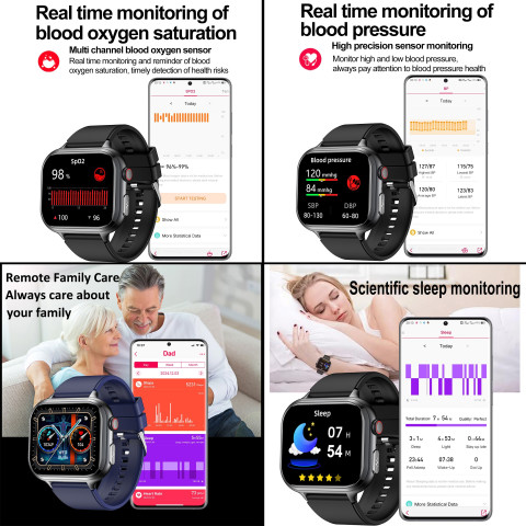 นาฬิกาข้อมืออัจฉริยะสำหรับผู้ชายและผู้หญิงTK17สมาร์ทวอท์ช ECG ระดับน้ำตาลในเลือดกรดยูริคตรวจสอบไขมันในร่างกายห้าอวัยวะสำหรับผู้ชายผู้หญิงสร้อยข้อมือโทรผ่านบลูทูธนาฬิกาข้อมือสายรัดข้อมือฟิตเนสกีฬากันน้ำสำหรับ Android และ IOS Image3