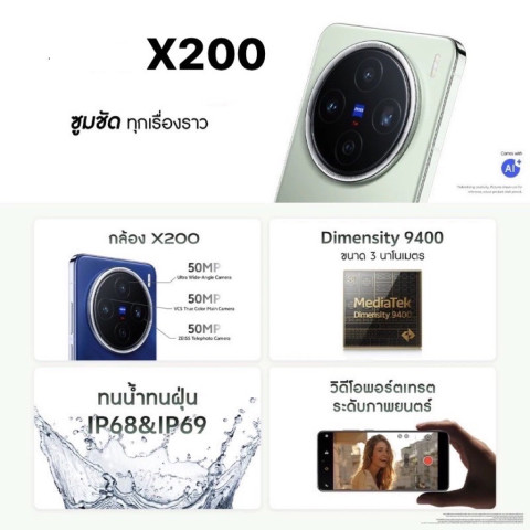 [Hot] มือถือ X200 Pro 5G | X200 5G Dimensity 9400 | X100 Pro 5G Dimen. 9300 ศูนย์ไทย | X200 Ultra by RebornMobile Image3