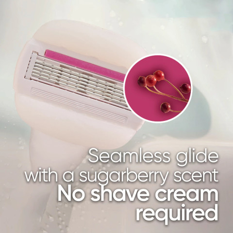 [แพ็คสุดคุ้ม] ยิลเลตต์ วีนัส ชูการ์เบอร์รี่ มีดโกน 1 ด้าม พร้อมใบมีด 6 ชิ้น Gillette Venus Sugarberry Womens Razor and 6 Blades Image3