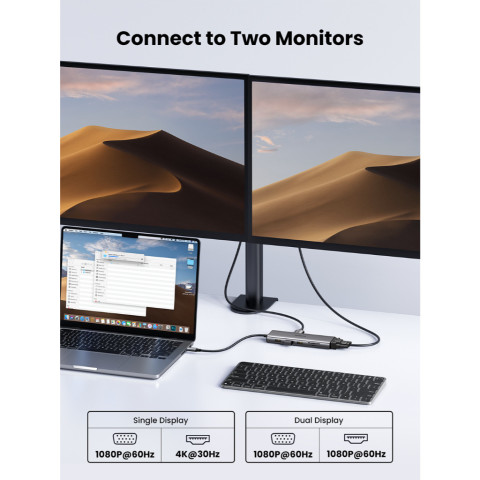UGREEN อะแดปเตอร์ HUB Type C 11in1 USB-C To 2USB-C 3.2+USB-A 3.2+USB-A 3.0+HDMI รองรับ 4K60Hz+PD รุ่น 45520 Image6