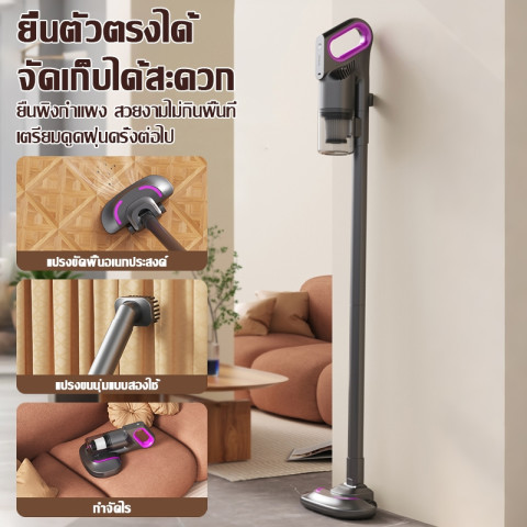 【รับประกัน 5ปี】เครื่องดูดฝุ่นไร้สาย 128000Pa ทำคลีนบ้านทั้งหลังไร้มุมอับแบบ 360° ที่ดูดฝุ่นไร้สาย Vacuum Cleaner Image8