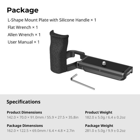 Smallrig สําหรับ Sony Alpha 6700, HawkLock Quick Release Cage Kit #5060, แผ่นติดรูปตัว ล พร้อมด้ามจับซิลิโคน #5061 Image8