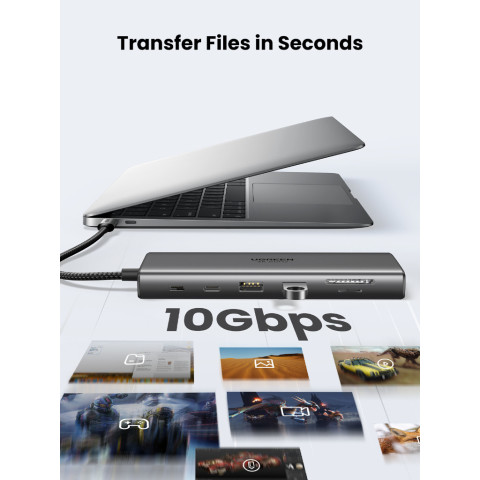 UGREEN อะแดปเตอร์ HUB Type C 11in1 USB-C To 2USB-C 3.2+USB-A 3.2+USB-A 3.0+HDMI รองรับ 4K60Hz+PD รุ่น 45520 Image2