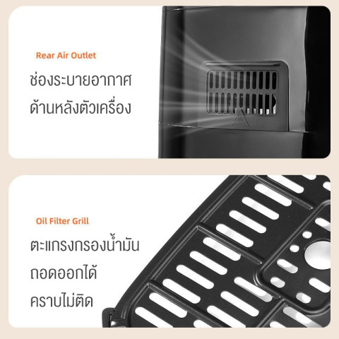 Panson หม้อทอดไร้น้ำมัน หม้อทอดไร้มัน 6 ลิตร 1200W อเนกประสงค์ อบลมร้อน ระบบตัดไฟฟ้าอัตโนมัติ Air Fryer อเนกประสงค์ Image2