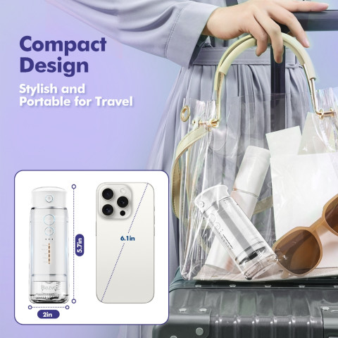COD Bezvoi Water Flosser ไร้สาย Travel, Mini Oral Irrigator พร้อมถังน้ําแบบยืดไสลด์, 5 โหมด, 6 เคล็ดลับ Jet, IPX7 กันน้ําไฟฟ้าแบบพกพาน้ําทําความสะอาดฟัน Picks Y825 สีขาว Image5