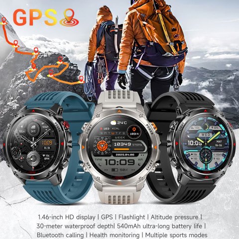 [สามารถตั้งค่าไทย ] ใหม่ HT37 สมาร์ทนาฬิกา GPS Sport Track บลูทู ธ พูดคุยไฟฉาย LED ขั้นตอนกลางแจ้งกีฬานาฬิกา Samsung VIVO Xiaomi OPPO Smartwarch สำหรับ iOS และ Android Image2