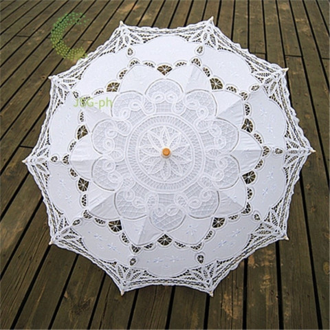ร่มลูกไม้สไตล์วิคตอเรียสำหรับงานแต่งงานกลางแจ้ง ออกแบบอย่างประณีตด้วยฝ้ายและด้ามยาว Image4