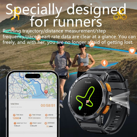 สมาร์ทวอทช์ K67 NineWindGPSบลูทูธระดับความสูงความดันอากาศเข็มทิศการตรวจสอบสุขภาพนาฬิกาว่ายน้ำ1.43สุขภาพที่ชาญฉลาดและนาฬิกากีฬา Image2