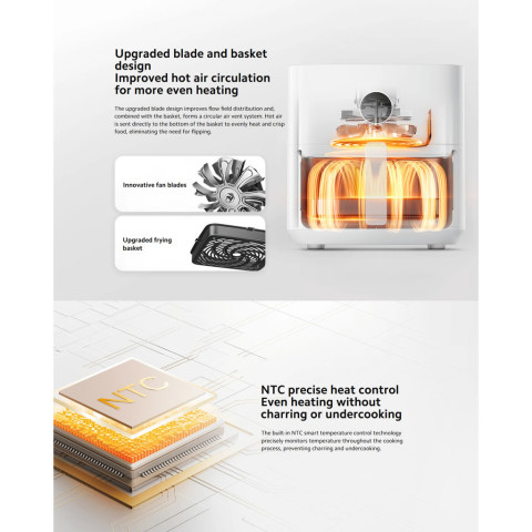 Xiaomi Smart Air Fryer 5.5L หม้อทอดไร้น้ำมัน I กำลังไฟ 1600 วัตต์ I หน้าต่างภาพ I รองรับการปรุงอาหารด้วยอุณหภูมิต่ำ Image3