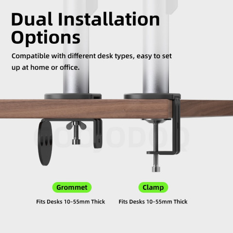 GOOJODOQ Aluminum Alloy Single and Double Arm Display Bracket Flexible Multi Angle Adjustment Dual Installation Method Image6