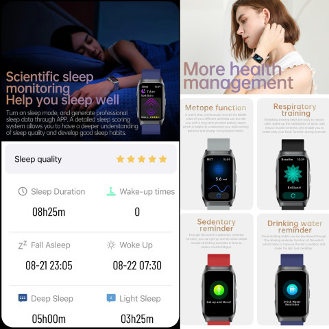 นาฬิกาวัดระดับน้ำตาลในเลือดแบบไม่รุกล้ำสมาร์ทวอท์ชวัดความดันโลหิตนาฬิกาอัจฉริยะแบบไม่รุกล้ำสำหรับผู้ชายผู้หญิงสร้อยข้อมือโทรผ่านบลูทูธนาฬิกาข้อมือสายรัดข้อมือฟิตเนสกีฬากันน้ำสำหรับแอนดรอยด์และ IOS Image5