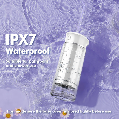 COD Bezvoi Water Flosser ไร้สาย Travel, Mini Oral Irrigator พร้อมถังน้ําแบบยืดไสลด์, 5 โหมด, 6 เคล็ดลับ Jet, IPX7 กันน้ําไฟฟ้าแบบพกพาน้ําทําความสะอาดฟัน Picks Y825 สีขาว Image6