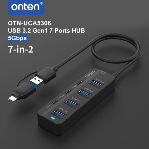 Onten OTN-UCA5306 USB 3.2 Gen 7 Ports HUB ฮับ 7พอร์ต USB 3.0 4ช่อง Type C 3ช่อง Image1