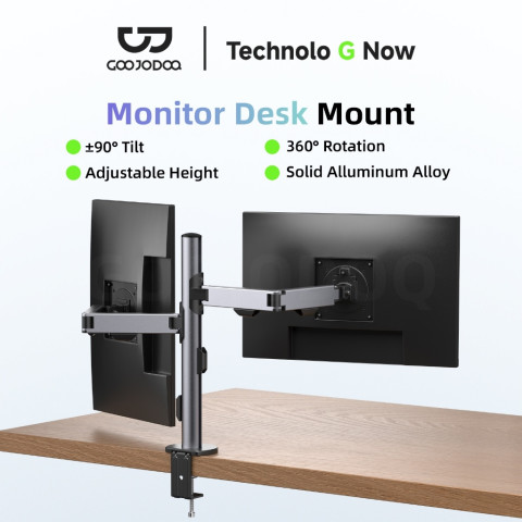 GOOJODOQ Aluminum Alloy Single and Double Arm Display Bracket Flexible Multi Angle Adjustment Dual Installation Method Image1