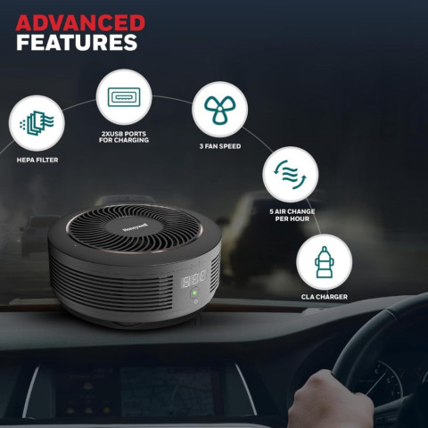 Honeywell Move Pure Car Air Purifier เครื่องฟอกอากาศในรถยนต์ HEPA H12 ขจัดฝุ่น PM 2.5 กลิ่นอับ Image6