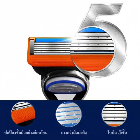 Gillette Fusion 5 Proglide Proshield 5 ชั้นความปลอดภัยการโกนหนวดแทนใบมีดโกนคู่มือมีดโกนตรงใบหน้าสำหรับผู้ชาย Image3