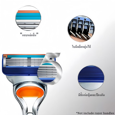 Gillette Fusion 5 Proglide Proshield 5 ชั้นความปลอดภัยการโกนหนวดแทนใบมีดโกนคู่มือมีดโกนตรงใบหน้าสำหรับผู้ชาย Image5