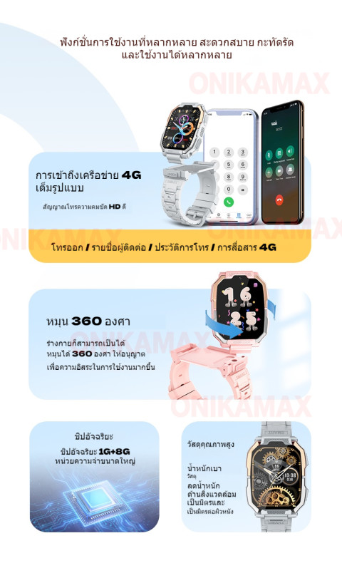 นาฬิกาเด็ก ไอโม 4G เล่นไลน์ line ได้ สามารถใส่ซิมโทรได้/โทรวิดีโอ นาฬิกาโทรศัพท์ z6 Kid’s Watch 4G GPS tracker Kids can call like cellphone call video  imoo Image3