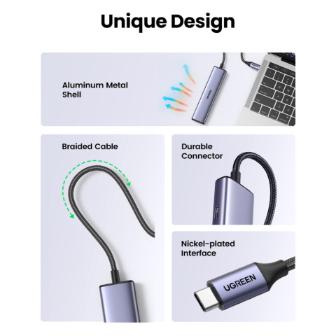 UGREEN รุ่น 15395 อะแดปเตอร์ฮับ 4in1 HUB USB-A 3.0 x2 / USB-C 3.0 x2 รองรับ Macbook Image5
