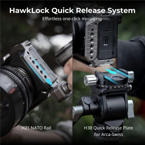 Smallrig สําหรับ Sony Alpha 6700, HawkLock Quick Release Cage Kit #5060, แผ่นติดรูปตัว ล พร้อมด้ามจับซิลิโคน #5061 Image2