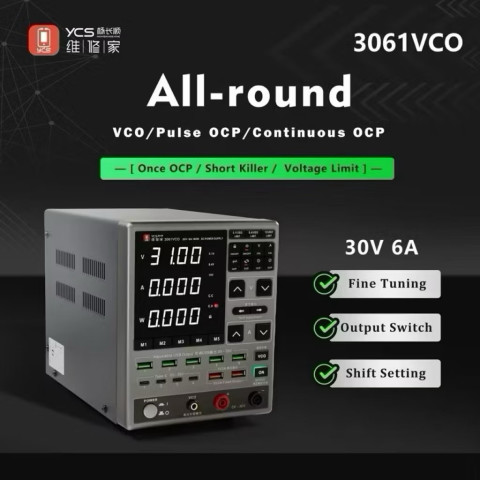 Ycs 2025 ใหม่ล่าสุด 3061 VCO OCP DC จ่ายไฟ 30V 6A เครื่องมือช่างซ่อม Image1