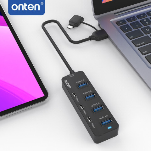 Onten OTN-UCA5306 USB 3.2 Gen 7 Ports HUB ฮับ 7พอร์ต USB 3.0 4ช่อง Type C 3ช่อง Image2